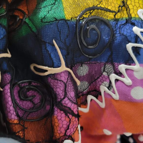 Gene Ewing Bis Jacket Puffy Paint Lace Avant Garde Wearable Art Vintage Medium - Picture 12 of 14